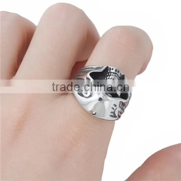 Titanium Steel Unadjustable Rings Antique Silver Skull