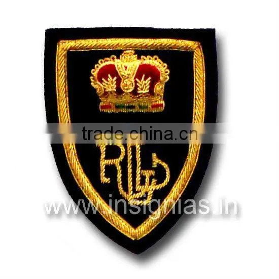 Embroidered bullion wire badges