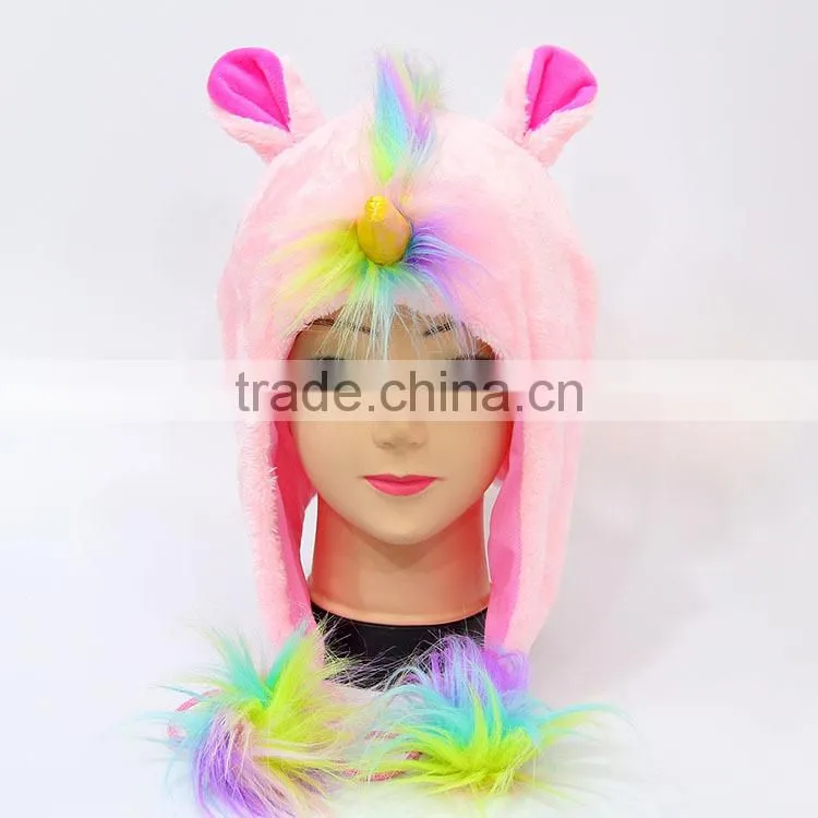 Hot sale japan designs unicorn anime cute colorful plush hat