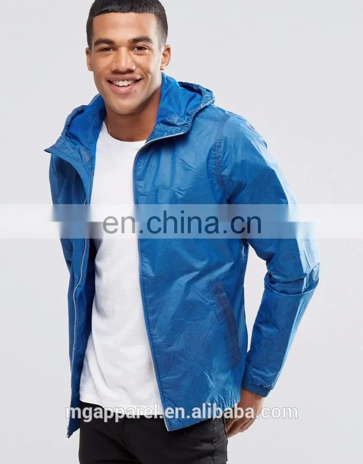 2016 Fashion plain lightweight windbreaker jacket for men