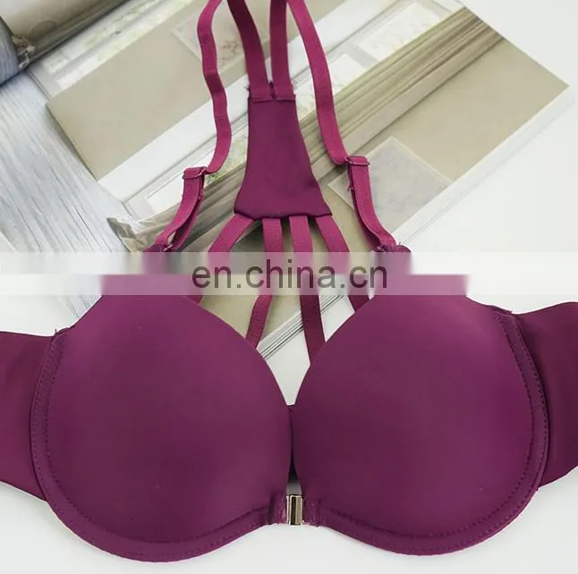 Front button young girl underwear set sexy deep V-neck push up women plus size bra set hollow out lingerie sets
