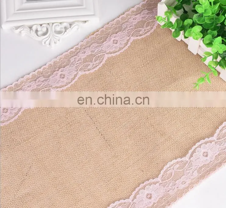 Decorated Lace Burlap Christmas Table Runner