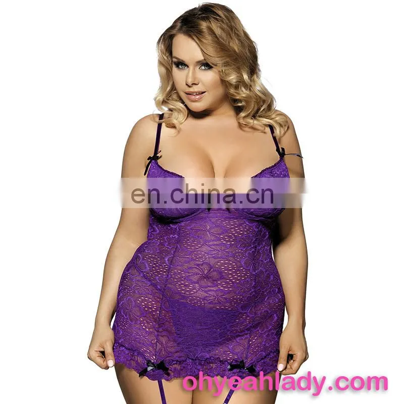 Three Color Four Size Lace See Through Sexy Lingerie for Fat Women