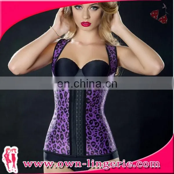 hot sale Latex Waist Trainer Vest leopard Printed Underbust Corset