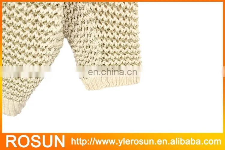 Ladies crocheted long sleeve pullover cable knit sweater