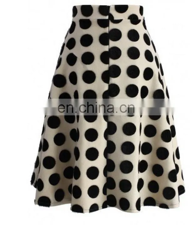 Polka Dots Velvet A-line Midi Skirt