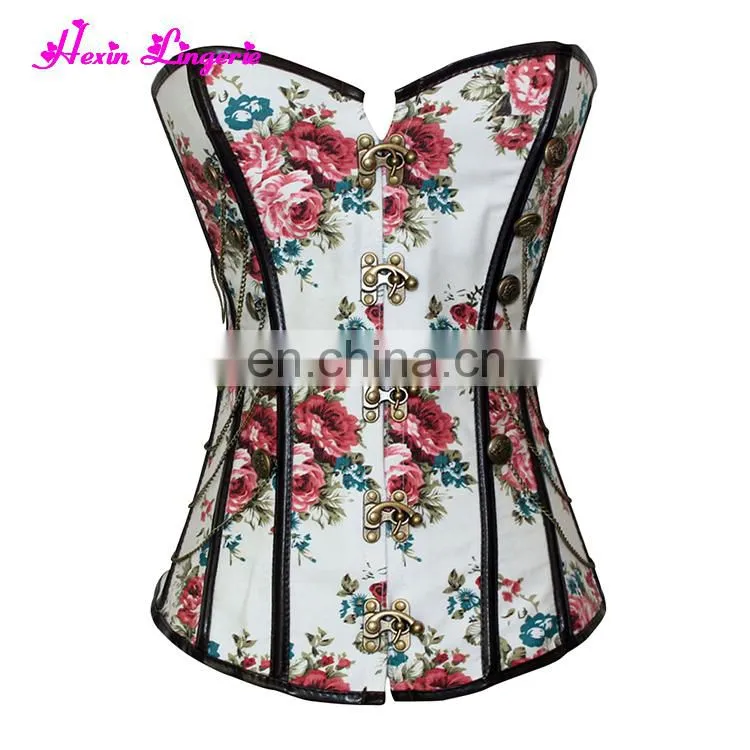 Wholesale Halloween Women Vintage Printed Underbust 14 Latex Corset