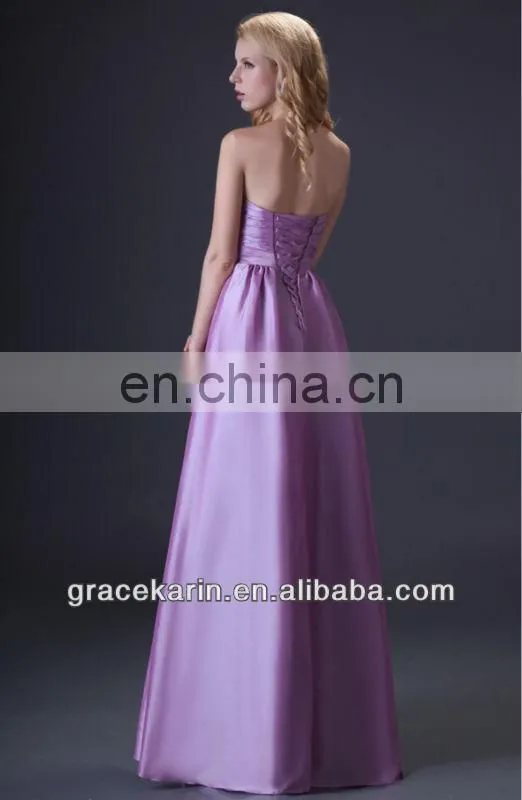 Grace Karin Strapless Plum Long Evening Dress With Big Flowers Front CL3430