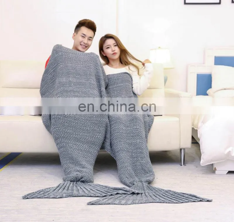 100% acrylic knitted soft mermaid tail blanket