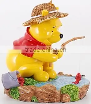 Lovely Winnie Bear with Pink Pig , Bear Figure Craft