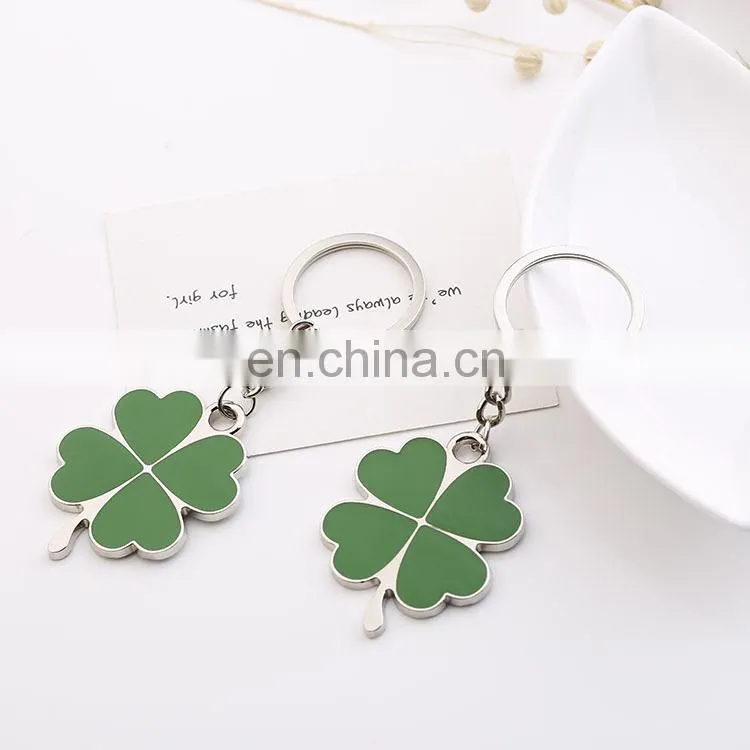 High Quality Green Leaf clover Keychain Fashion Creative Beautiful Four Leaf Clover Lucky Key Chain Jewelry