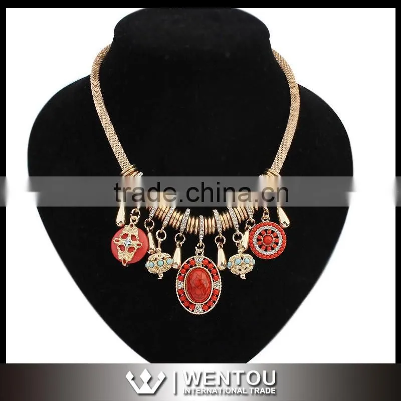 Wholesale Clothing Accessories Antique Drop Gemstone Necklace