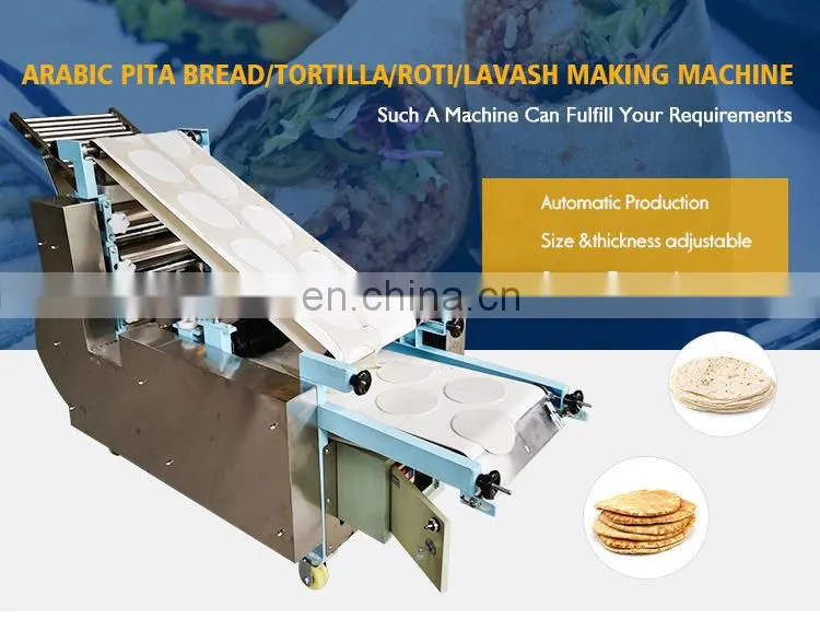 Factory Automatic pancake production line roti pita bread baking making machine process plant Arab bread processing line