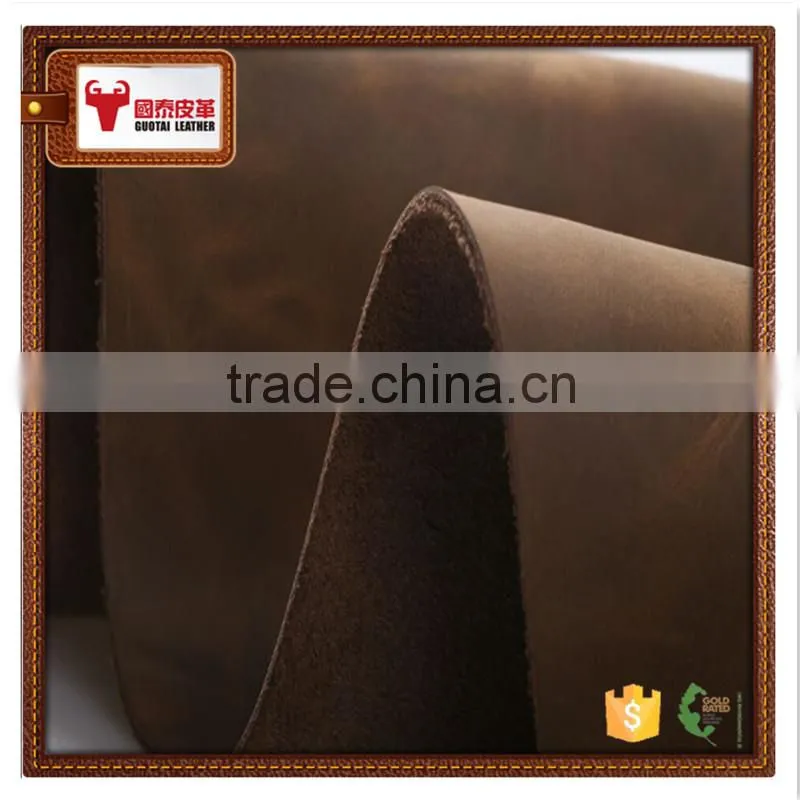 genuine china leather for shoes vintage style crazy horse pattern
