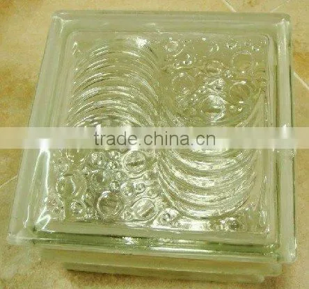 190*190*80mm Decorative solid transparent glass block with red color inside with CE,ISO