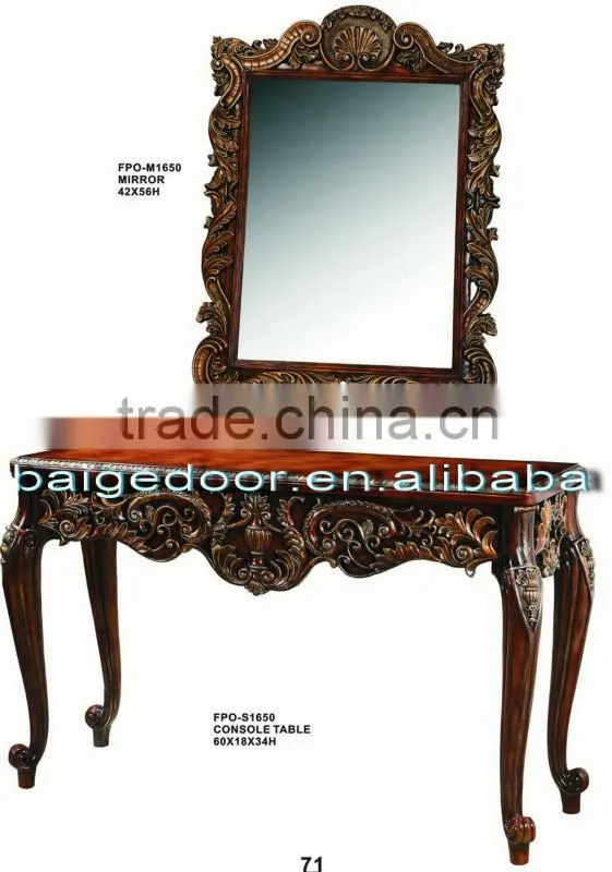 Fancy Carved Wooden Console Tables with Mirror S-1650