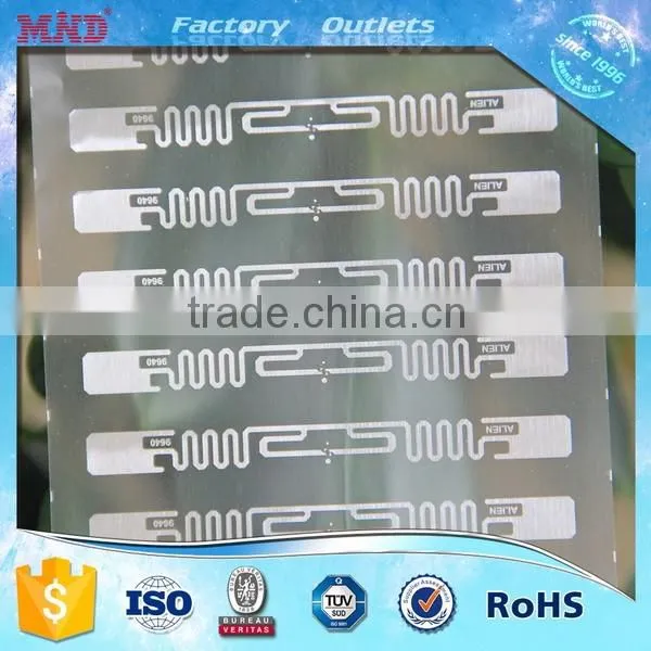 MDIY52 Factory customizing Alien 9640 9662 dry and wet rfid tag/label/sticker/inlay
