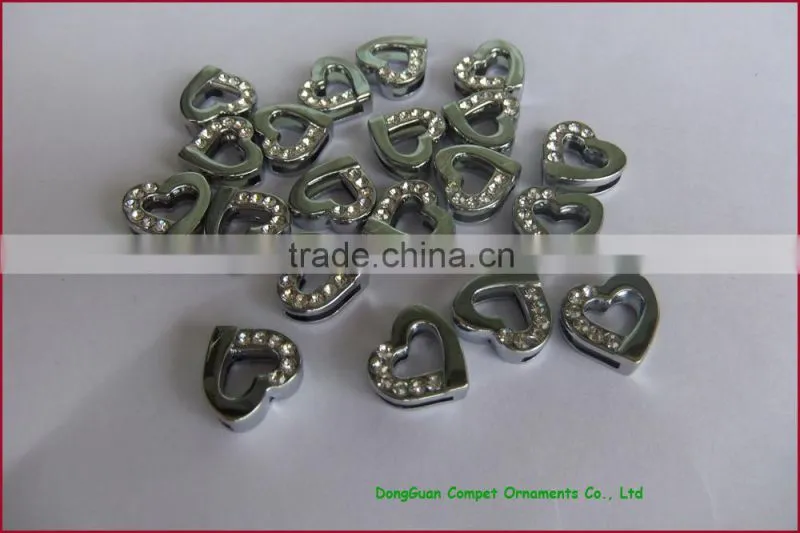 Special Price 10mm Half Rhinestone Heart Slide Charms for Pet Collar