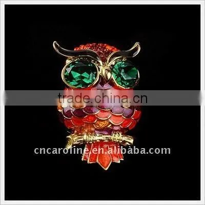 2012 New Design Vintage Diamond Owl Brooch