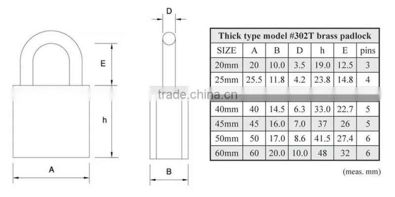 Thick Type Security Brass Key Padlock