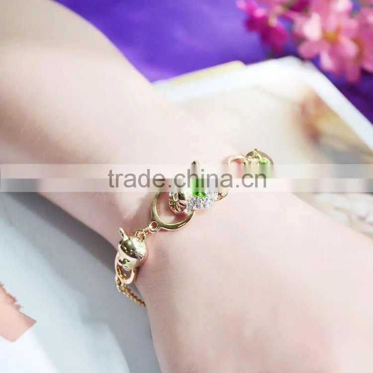 18k Real Gold Plated Austrian Rhinestone Crystal Elements Luxury Leopard Head Jewelry Bracelets
