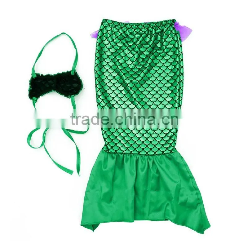 high quality Cosplay Girls Blue Green Bikini mermaid tail with Monofin Swimsuit