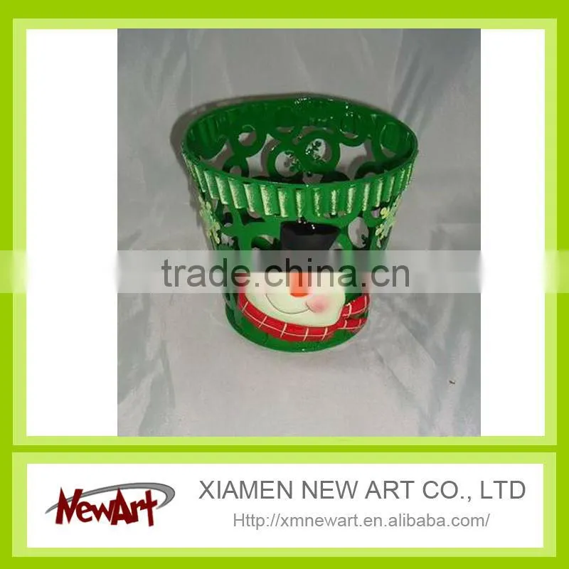 metal christmas glowing flower pot