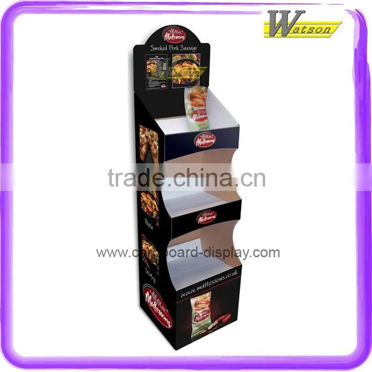 free floor standing 3 tier cardboard display stand for food flavour