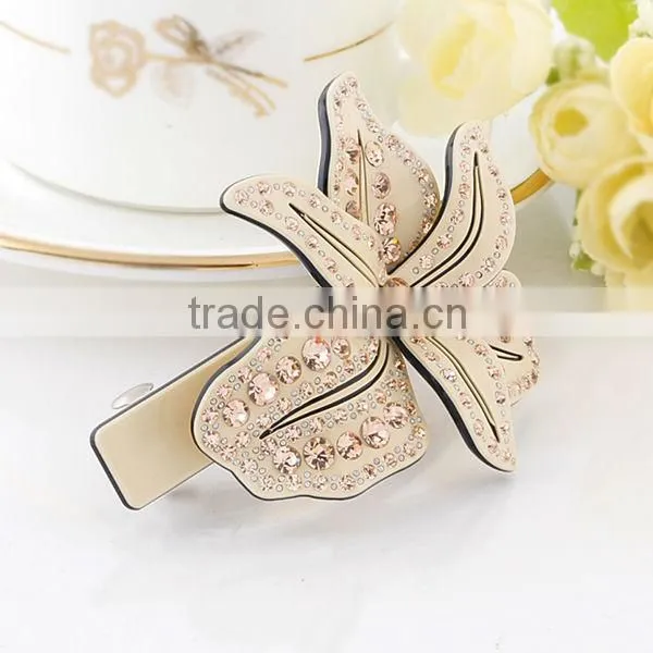 2014 Latest Design Big Flower Hair Clips With Crystal