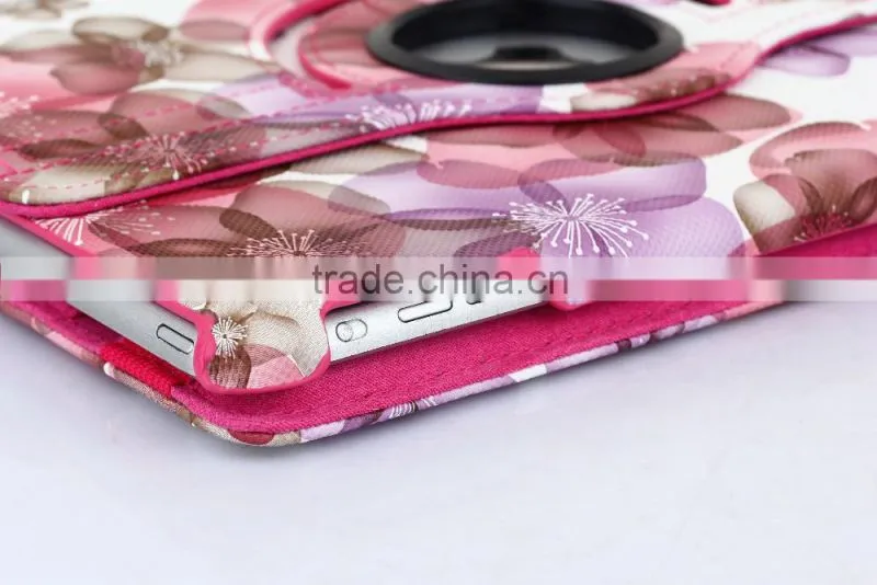 Fashion Peach Flower Series For iPad mini 4 Flip Leather Case 360 Degree Rotation Case TB-0004