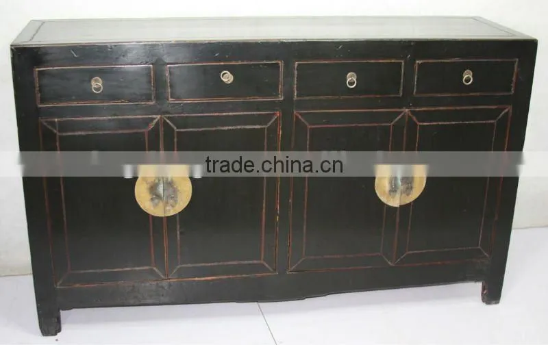 Antique Chinese Black Painted Sideboard