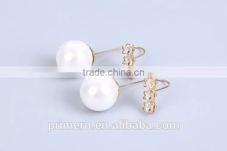New Pentagram Temperament Hook Natural Pearl Zircon Stud Earrings