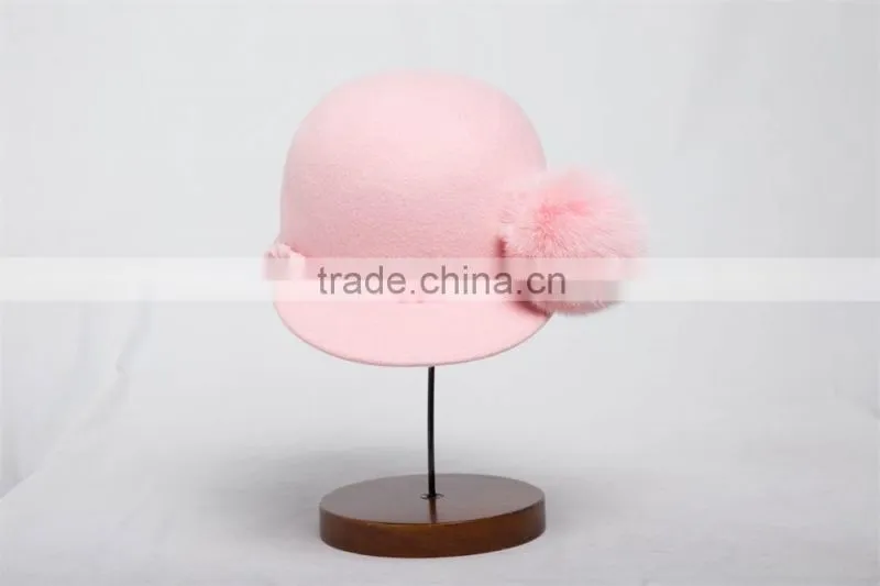 Cute Girls Pink Winter Wool Felt Hat