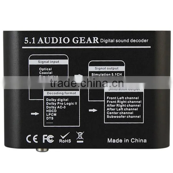 DTS AC3 Digital to Analog Stereo 5.1CH Audio Gear Digital Sound Decoder for Set Top Box HD player Blu-ray DVD PS2 PS3 XBOX360