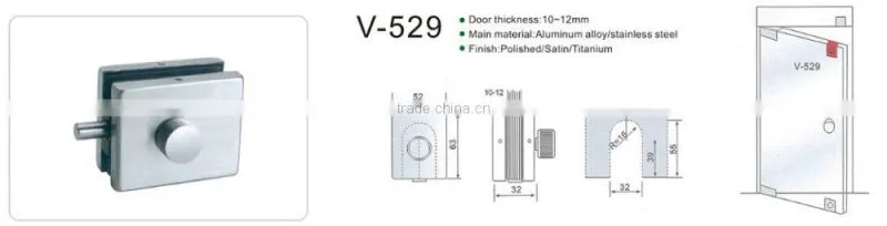 interior design Aluminum frameless glass door lock patch fittings (V-529)