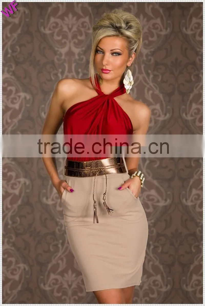 Custom Made Halter Bodycon Dress with Belt
