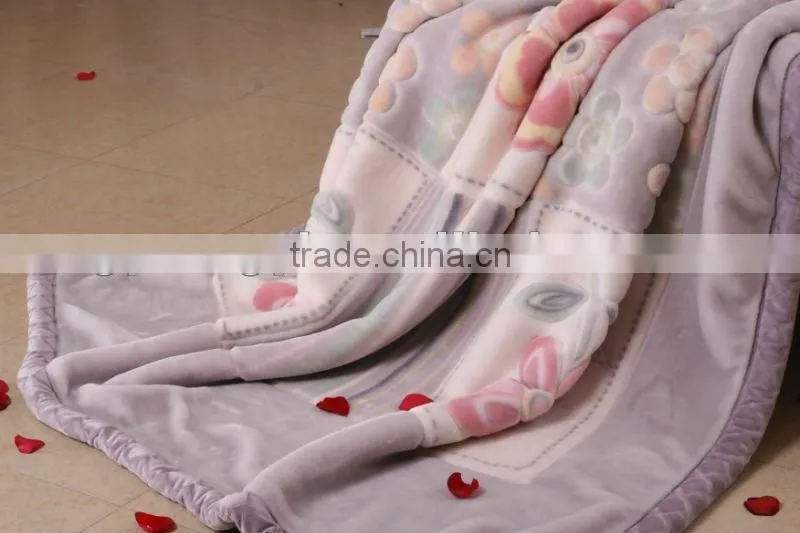 100% polyester printed and special carving raschel blanket 5kg