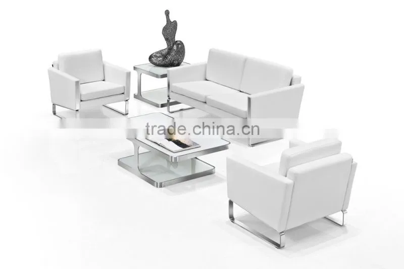 S-23 stainless steel fram white colour leather sofa in china