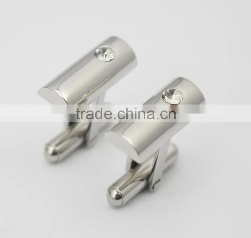 CZ Crystal Stone Stainless Steel Cufflinks For Men's Shirts