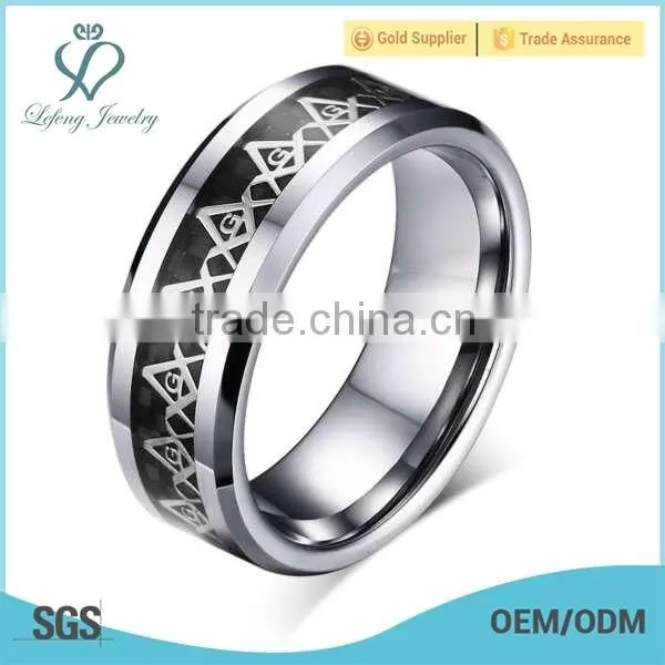 Classic vintage masonic symbol rings for men, retro men's tungsten rings