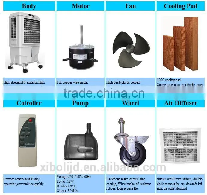 Evaporative portable water cooler/open area electric water air cooler/resturant canteen office party store water mist air cooler