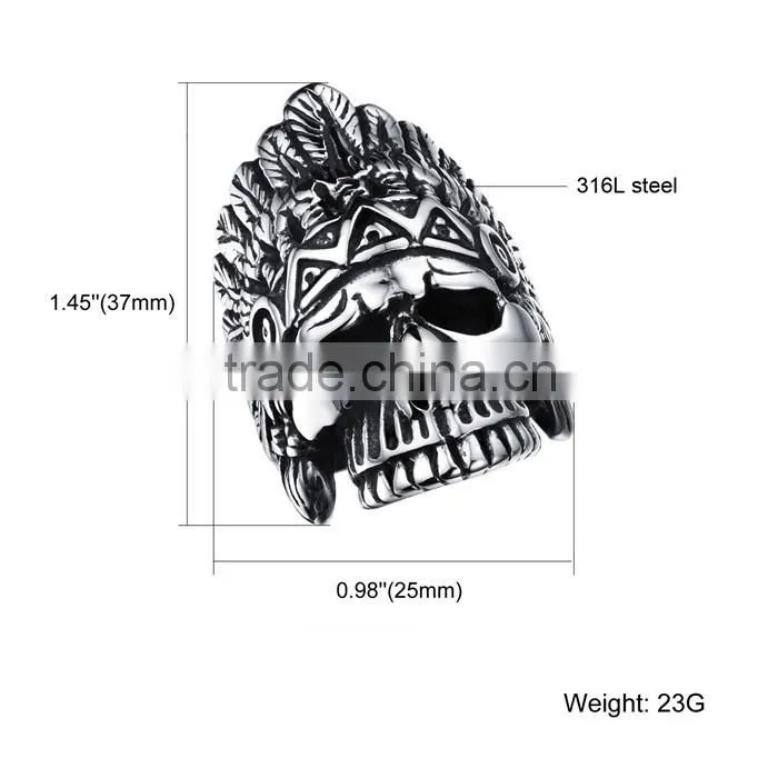 2016 hot 316L high quality skull finger ring man