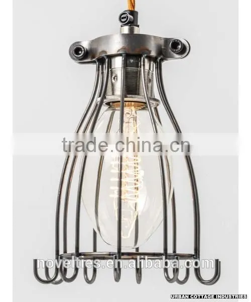 Vintage Loft Warehouse Rust Cage Chandelier 5 Edison Lights