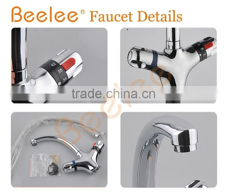 Long spout dule handle bathroom thermostatic basin facuet