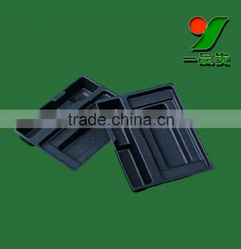Black Color Fiber Molded Biodegradable Protective Packaging Inserts Trays plastic blister packaging