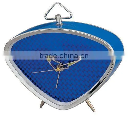 triangle metal case mechanical alarm clock