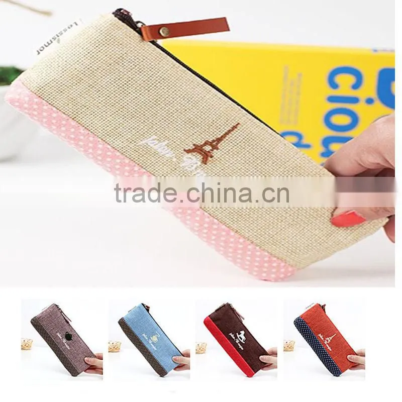 HOT Canvas Pen Pencil Bag Zipper Coin Case Pouch Mini Cosmetic Makeup bags