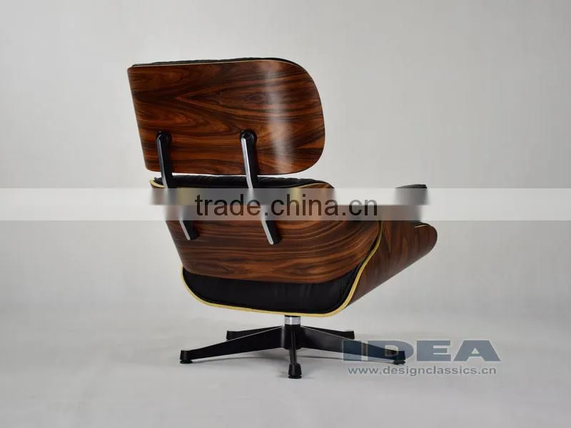 Replica Charles Lounge Chair Palisander Shell Black Leather