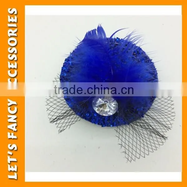 PGHD0690 Wholesale mixed color mini glitter hats feather hair clips for kids