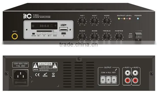 ITC T-B20 Series 20W 40W 60W Optional Support Bluetooth and Offline Memory Small PA Amplifier with MP3 Player